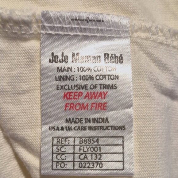 Jojo Maman Bébé girls size 12-18 months cream Peter Pan collar long sleeve shirt - Picture 6 of 6